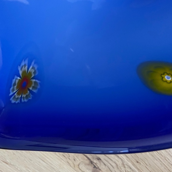 Vintage Murano Millefiori Art Glass Bowl Trinket Candy Dish Cobalt Blue - Picture 5 of 10